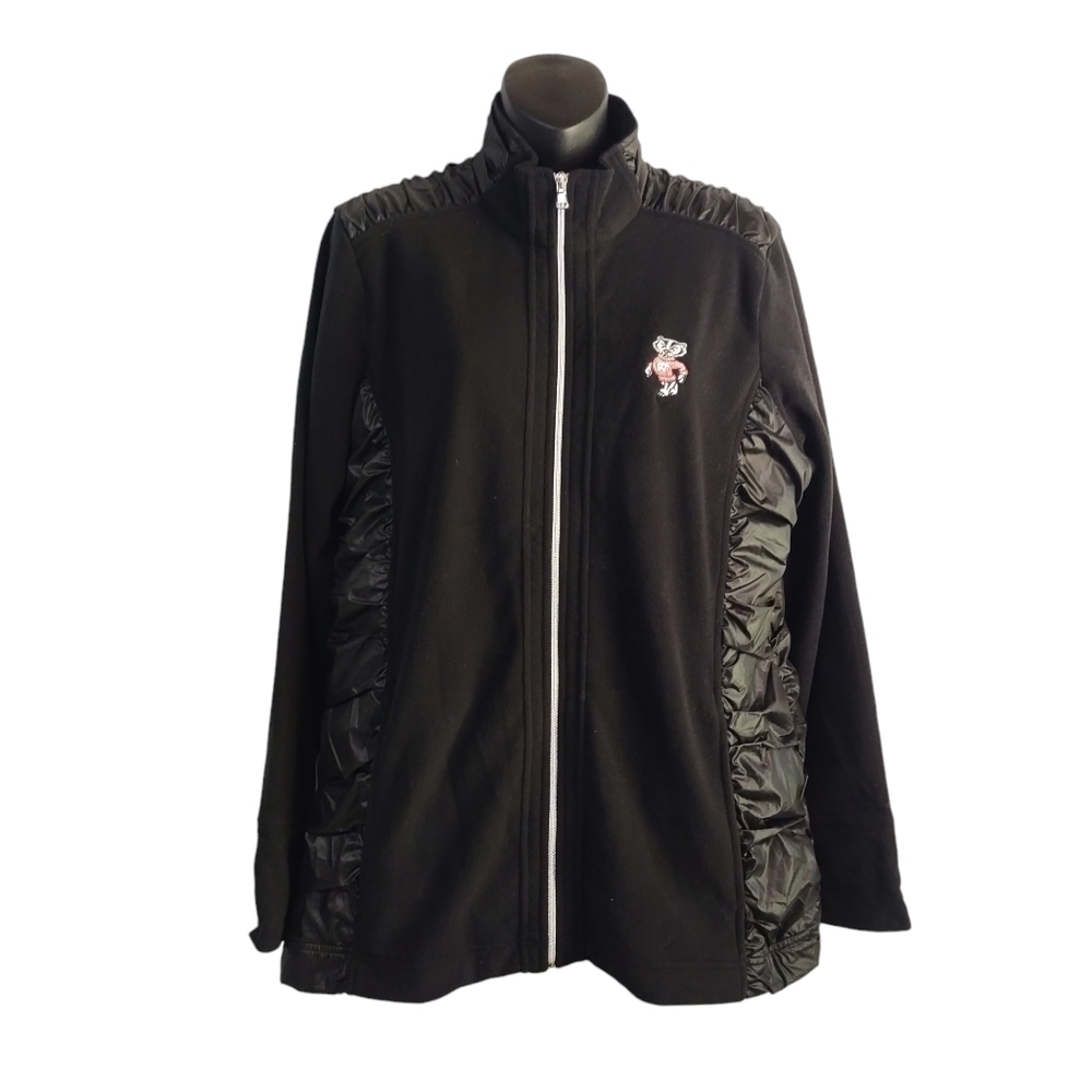 Cutter & Buck Wisconsin Badgers Women's Black Zip-Up Fleece Jacket Size XLT